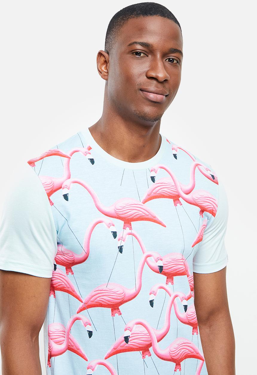 Original Penguin - Wild flamingo tee - light blue & pink