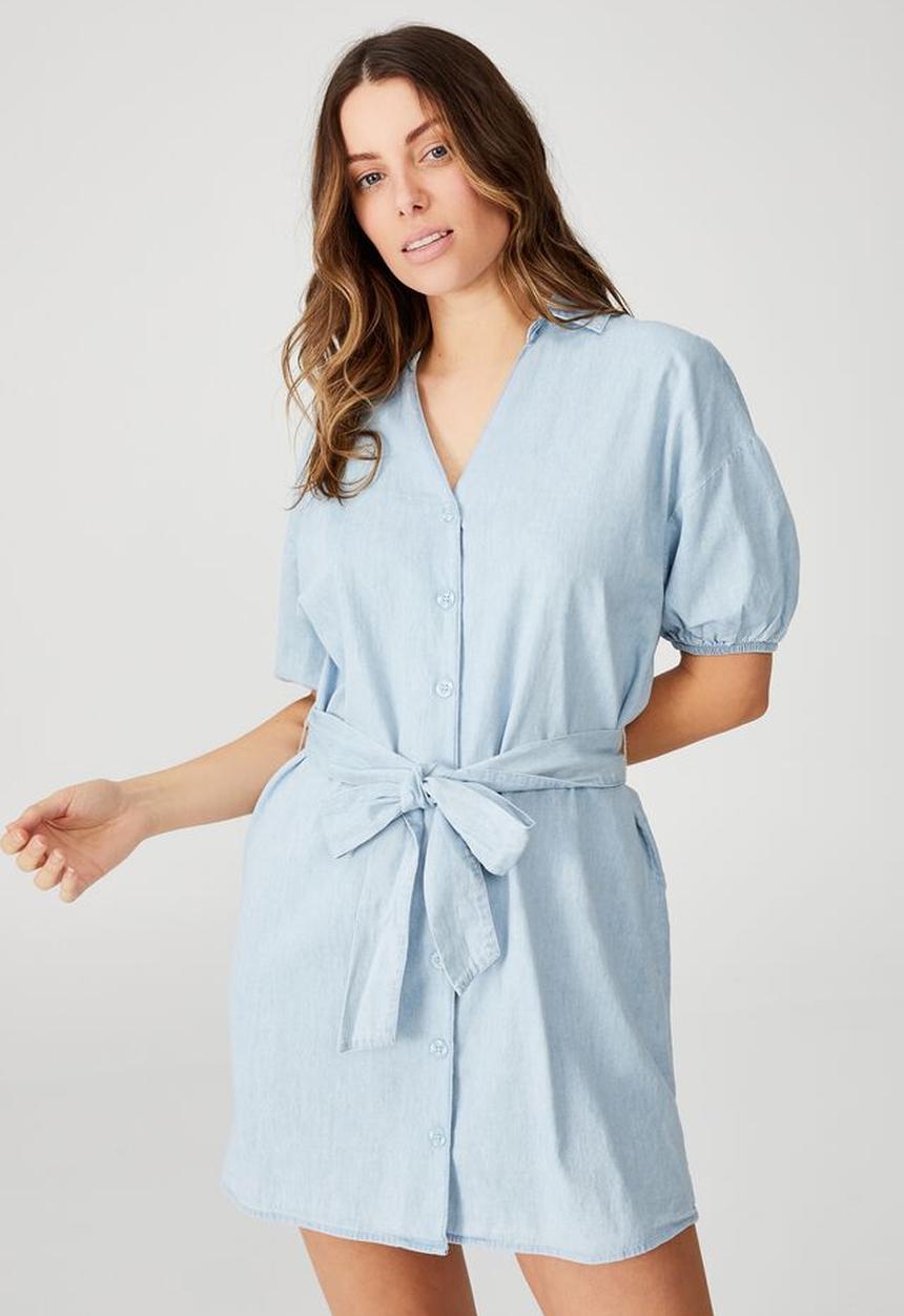 Cotton On - Woven fern shirt dress - light chambray blue