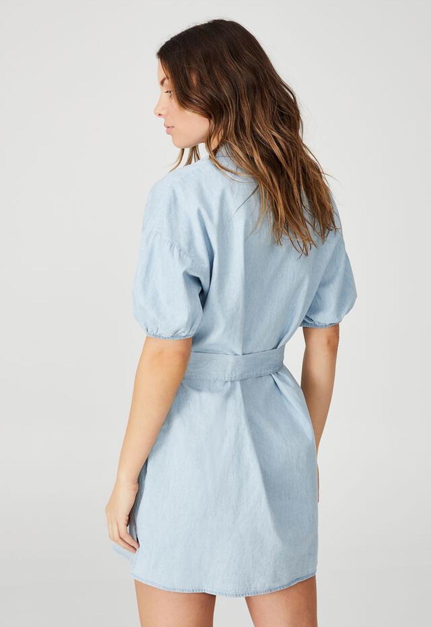 Cotton On - Woven fern shirt dress - light chambray blue