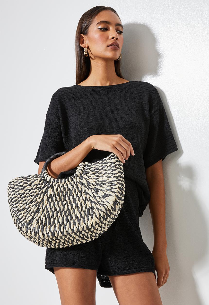 Superbalist - Raffia tote bag - black & cream 
