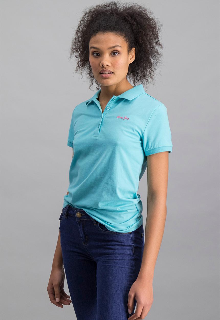 Aca Joe - Ladies aca joe high square small logo golfer - aqua