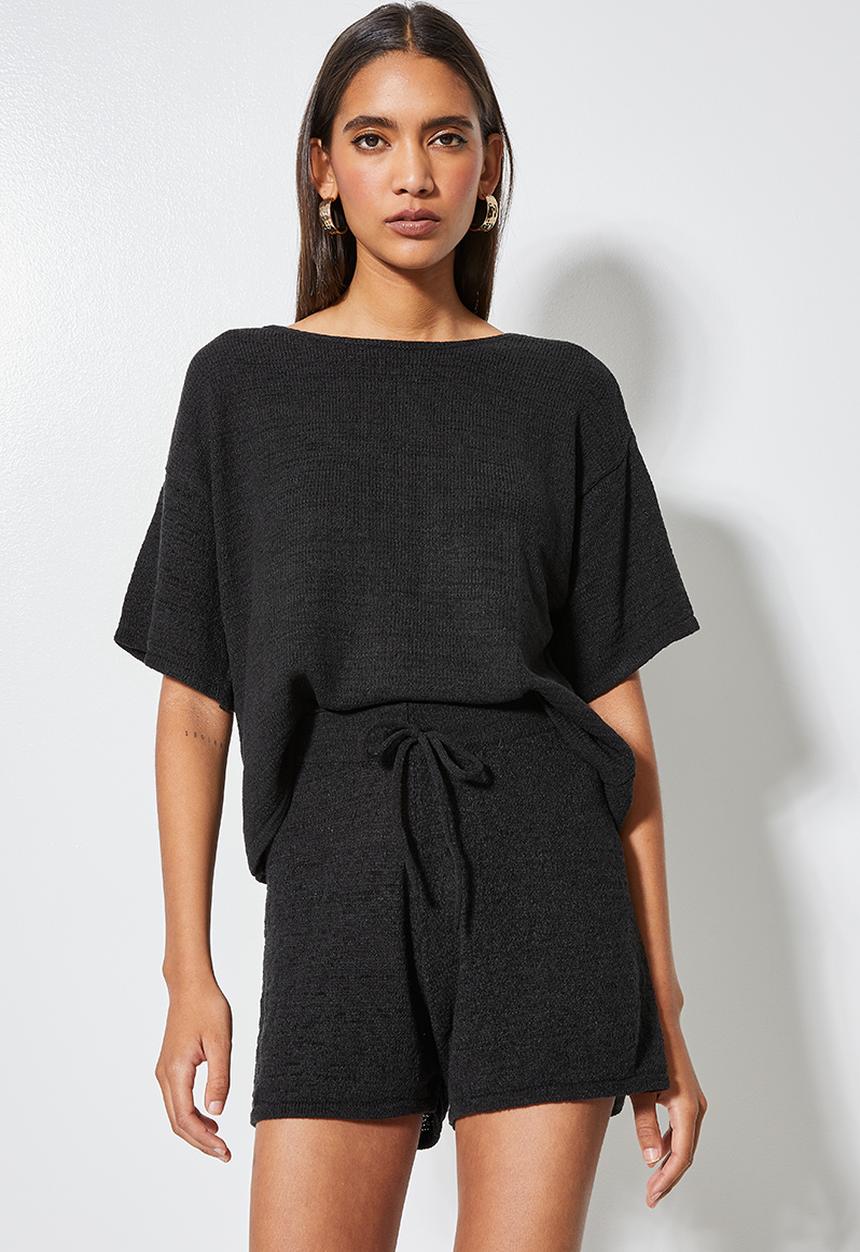 Superbalist - Summer knit t-shirt  - black