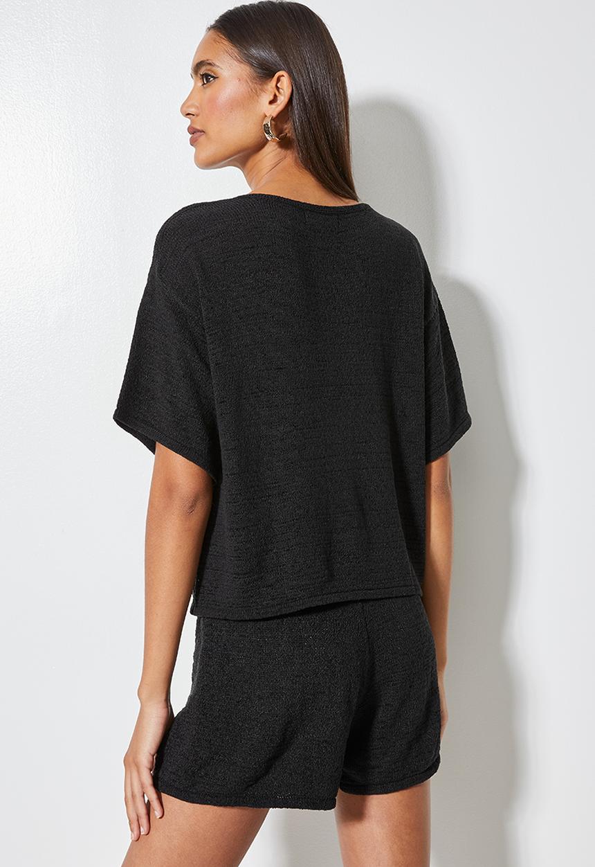 Superbalist - Summer knit t-shirt  - black