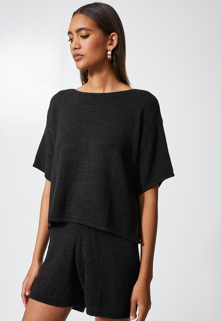 Superbalist - Summer knit t-shirt  - black
