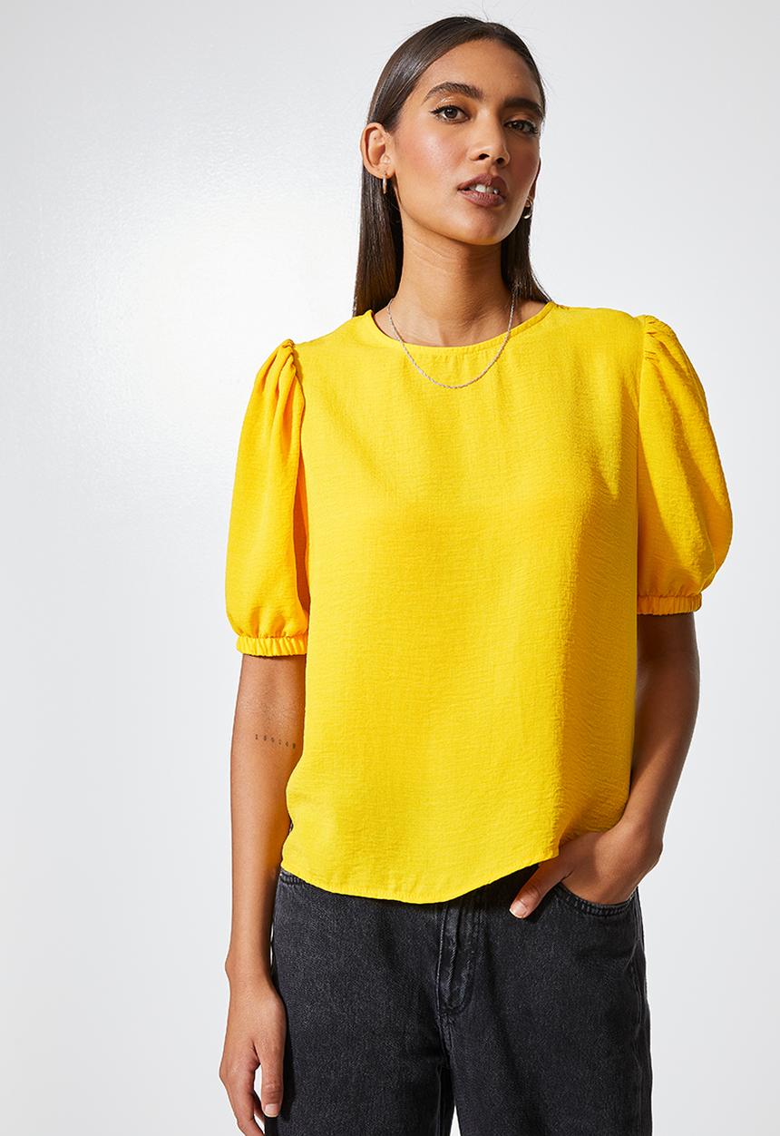 Superbalist - Basic puff sleeve woven tee - tuscan sun