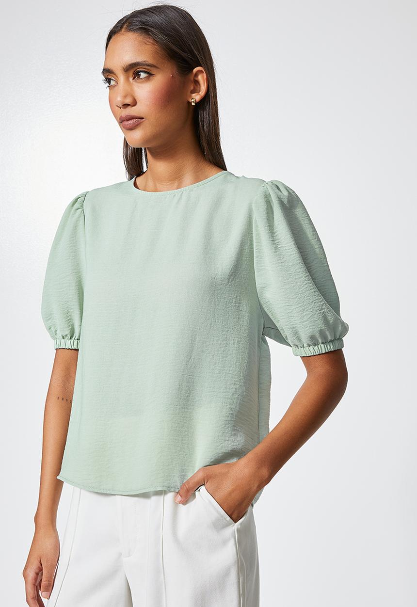 Superbalist - Basic puff sleeve woven tee - sage