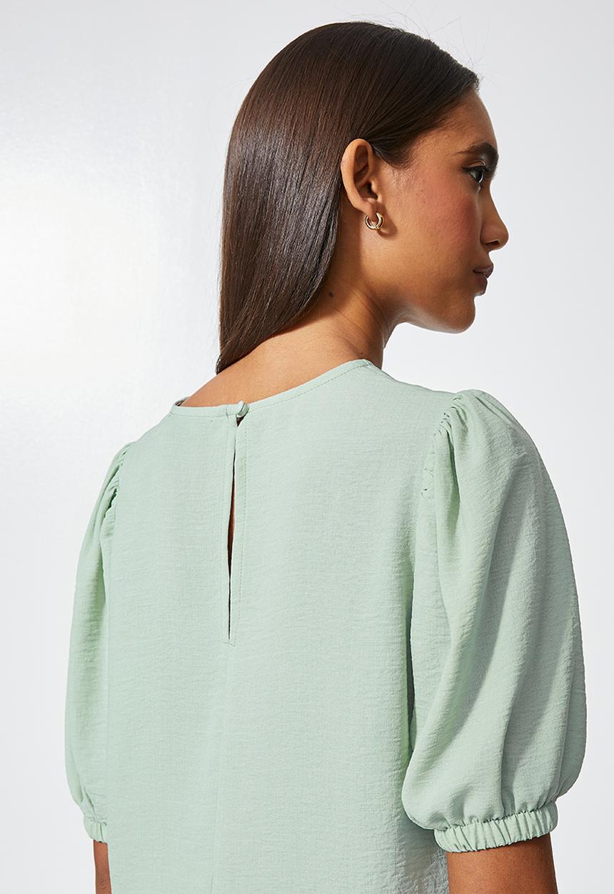 Superbalist - Basic puff sleeve woven tee - sage
