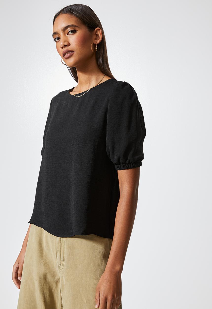 Superbalist - Basic puff sleeve woven tee - black