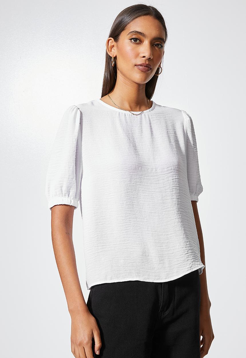 Superbalist - Basic puff sleeve woven tee - white