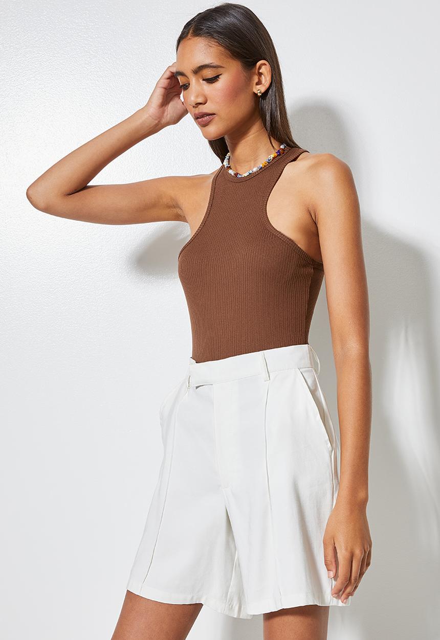 Superbalist - Rib extreme cutaway bodysuit - chocolate