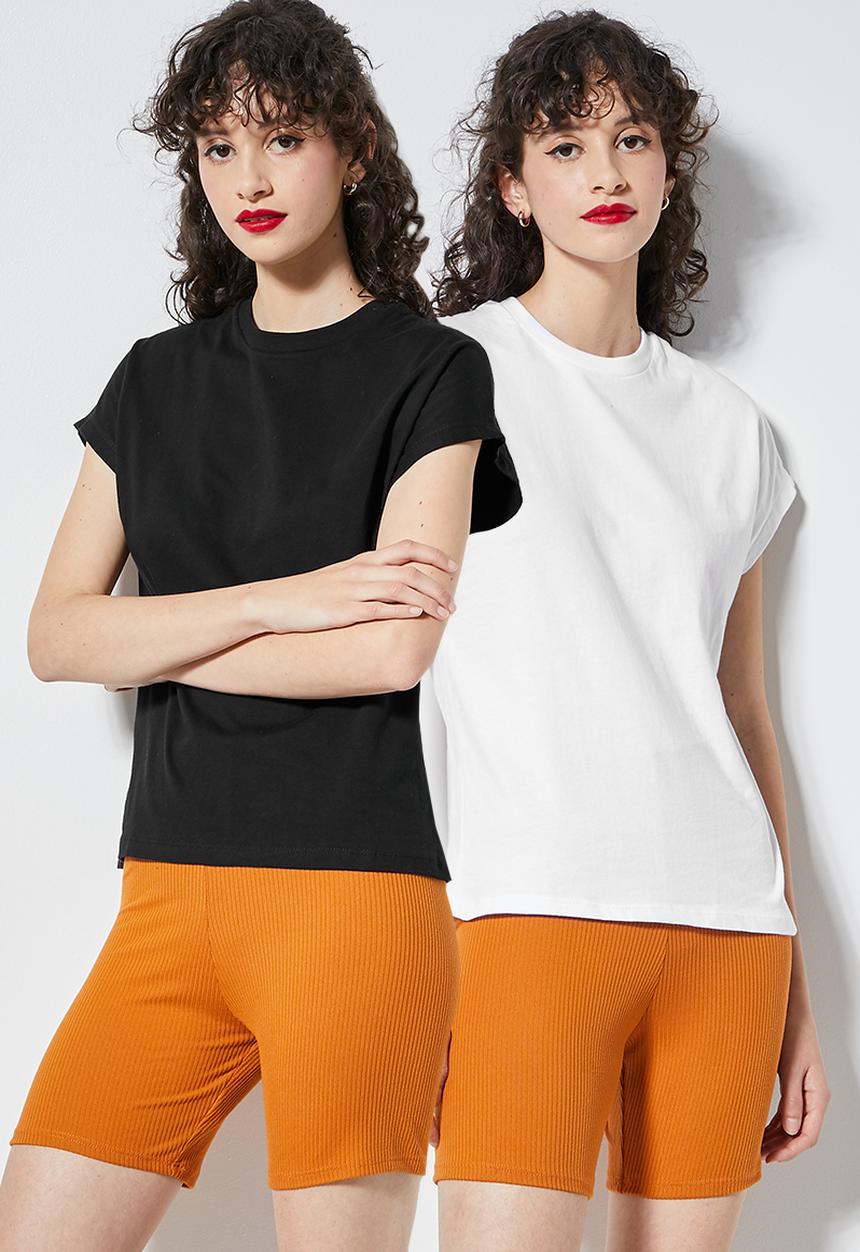 Superbalist - 2 pack crew neck grown on sleeve tee - white & black