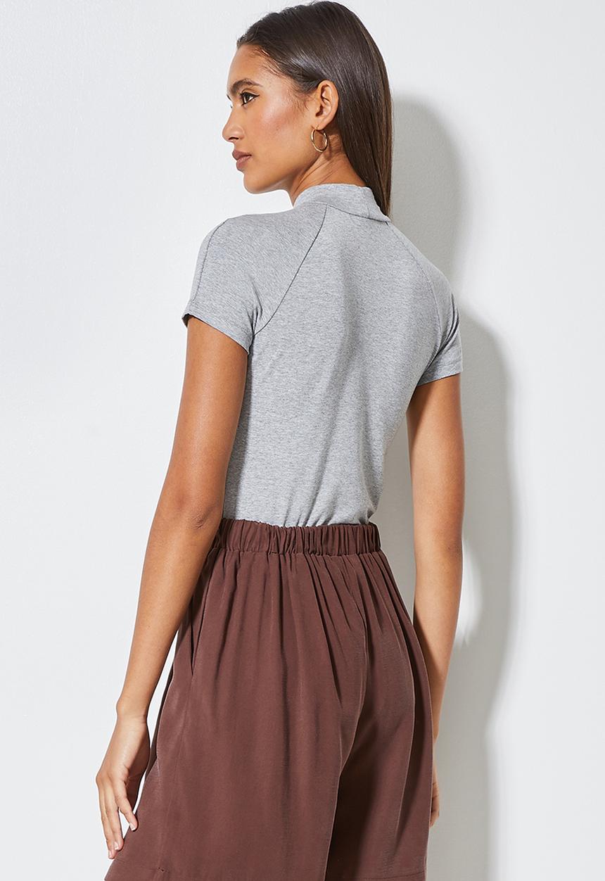 Superbalist - 2 Pack raglan sleeve funnel neck tee - white & grey melange