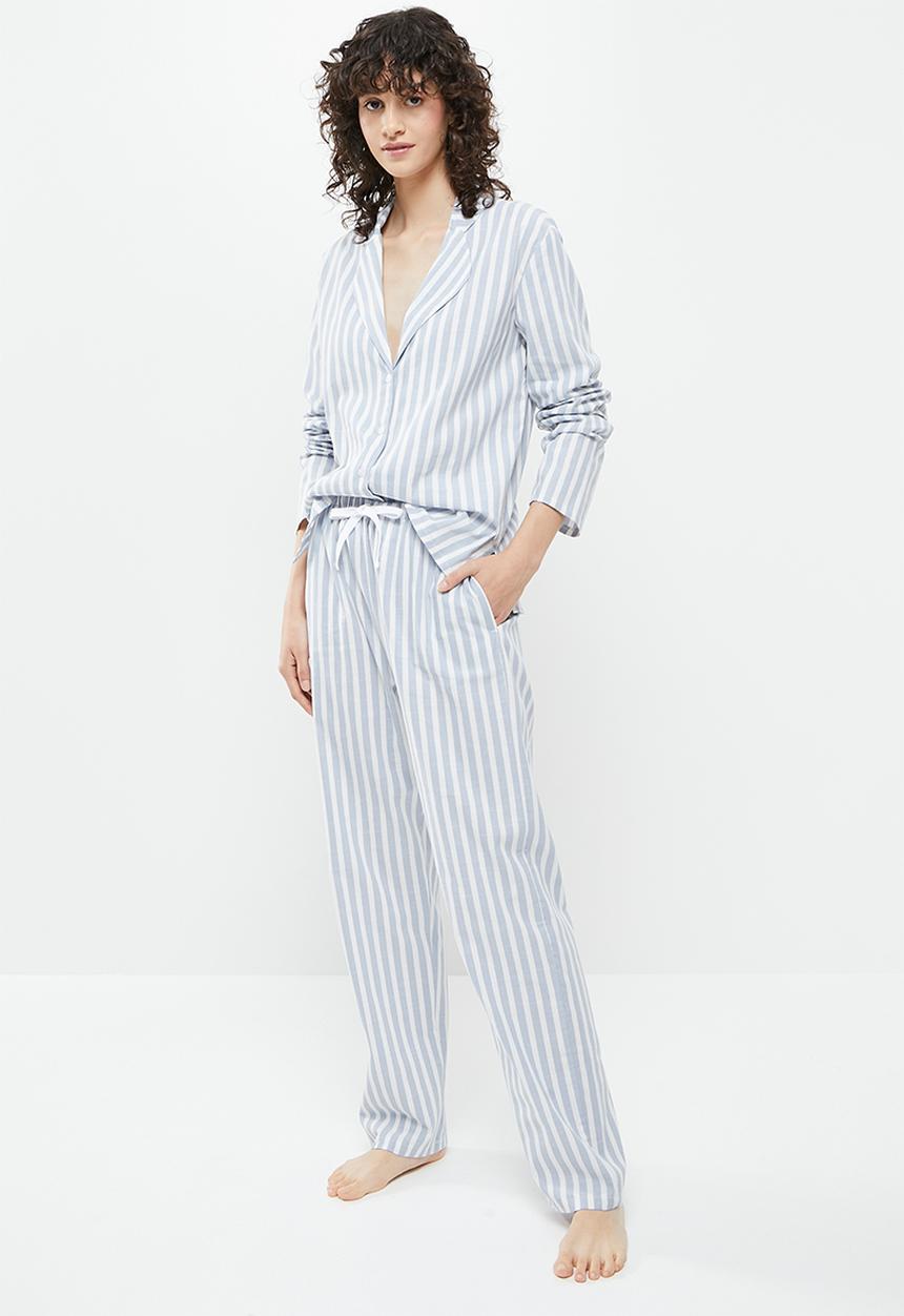 Superbalist - Sleep shirt & pants set - blue & white 