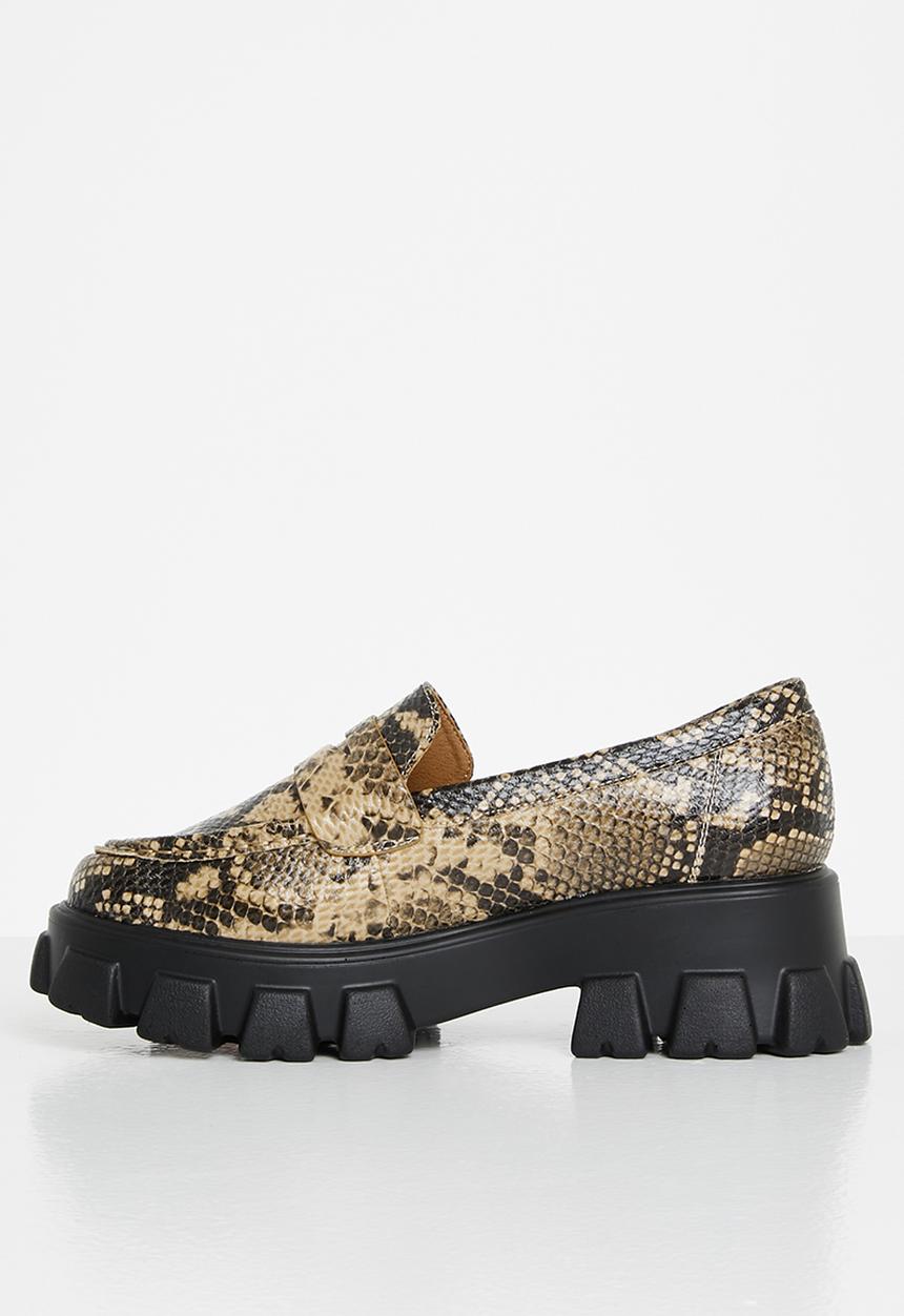 Glamorous - Wide fit chunky loafer - natural snake