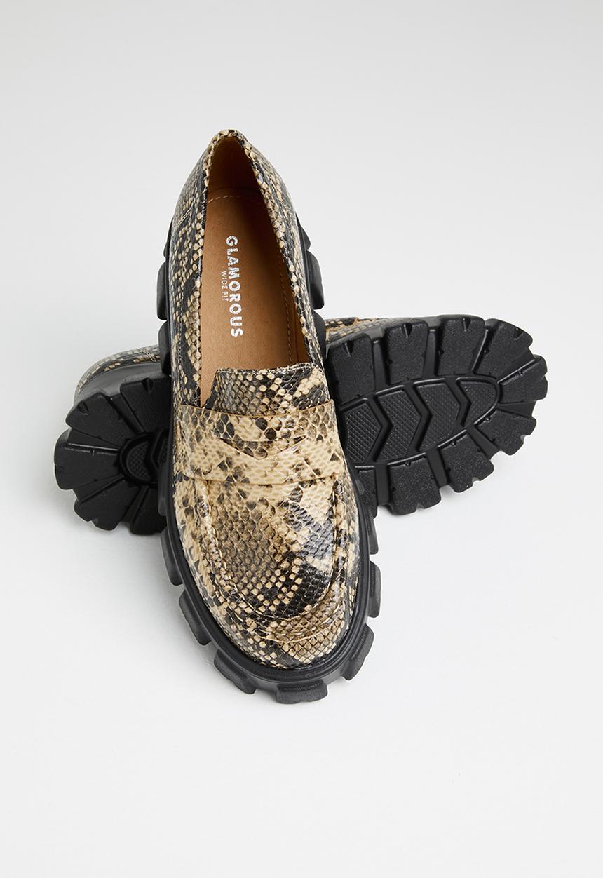Glamorous - Wide fit chunky loafer - natural snake
