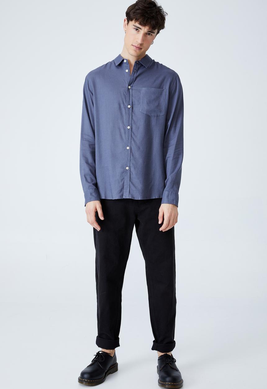 Cotton On - Ashby long sleeve shirt - navy 