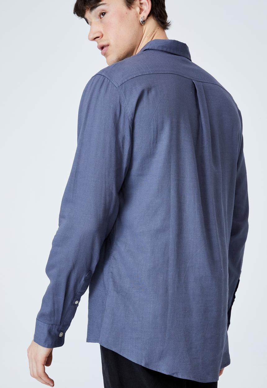 Cotton On - Ashby long sleeve shirt - navy 