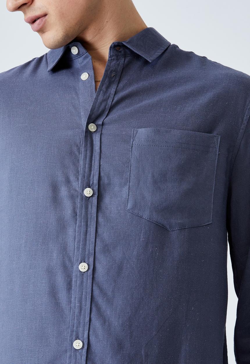 Cotton On - Ashby long sleeve shirt - navy 