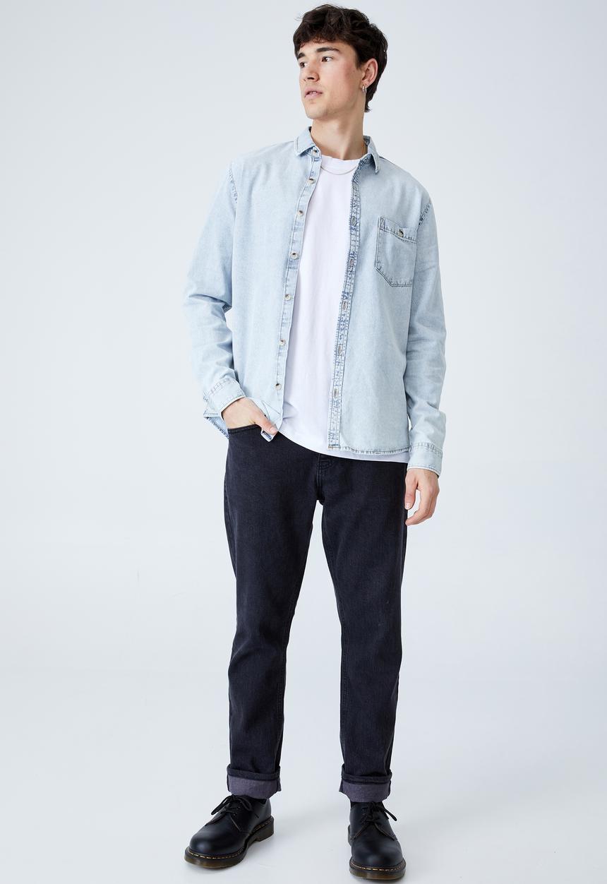 Cotton On - Camden long sleeve shirt - light blue 