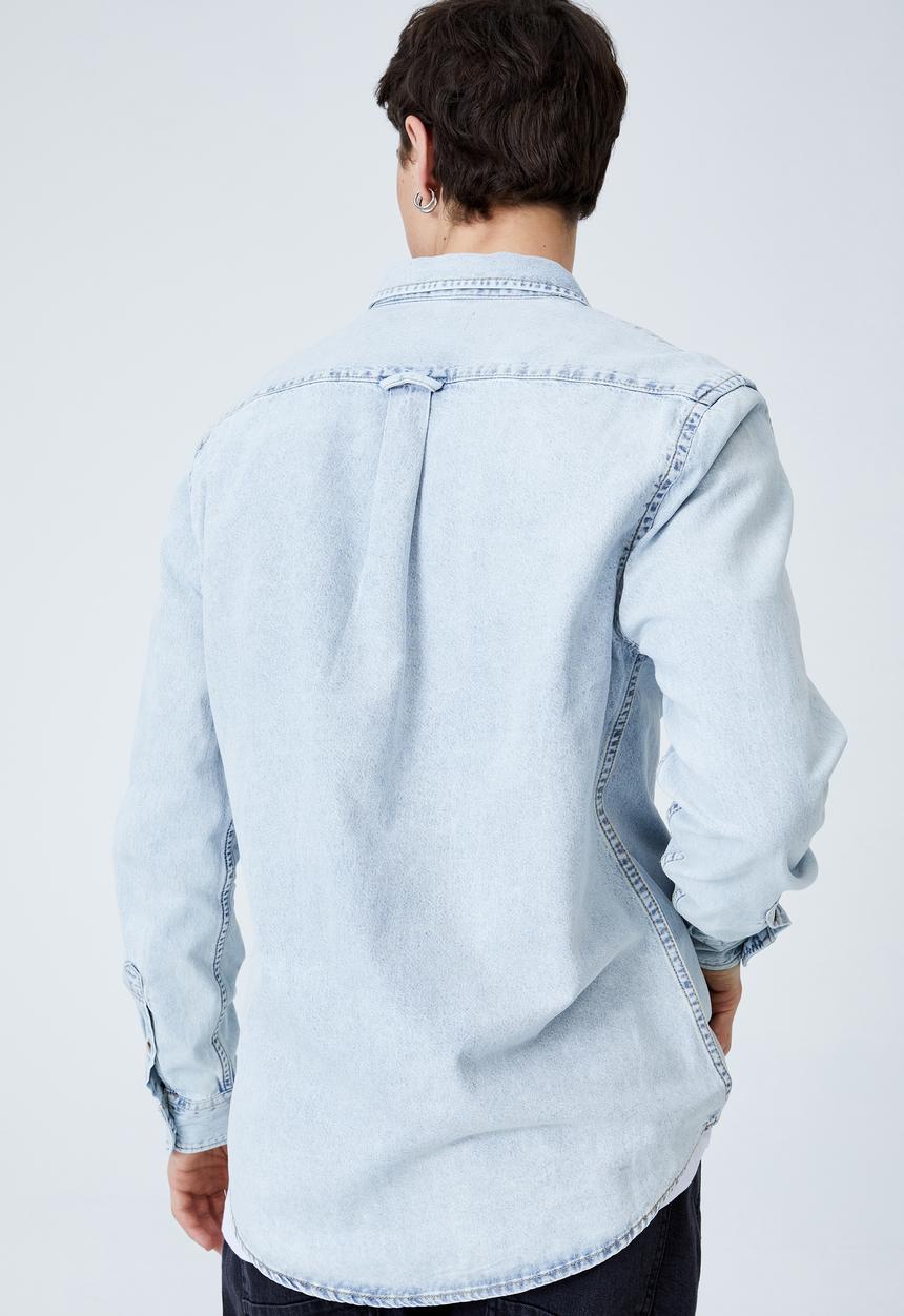 Cotton On - Camden long sleeve shirt - light blue 