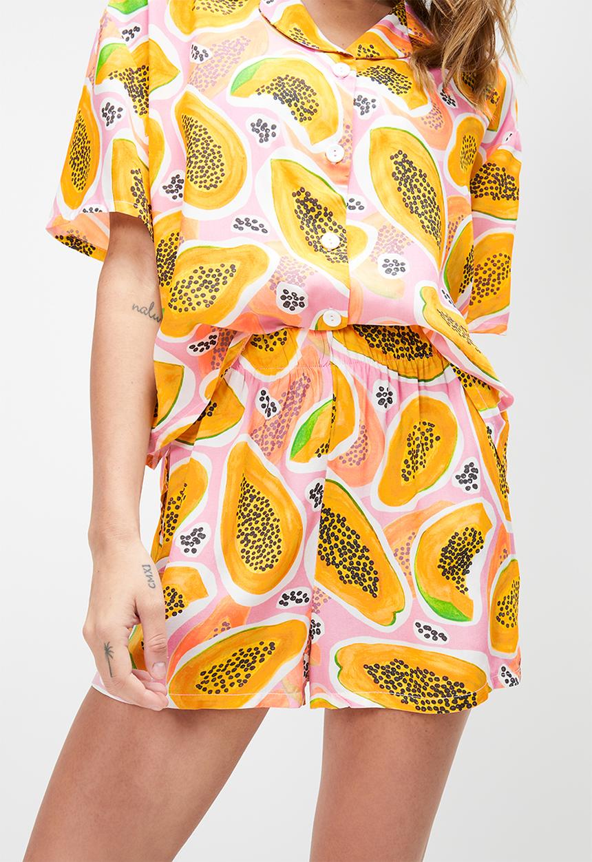 Blake - Printed button down sleep set - multi 