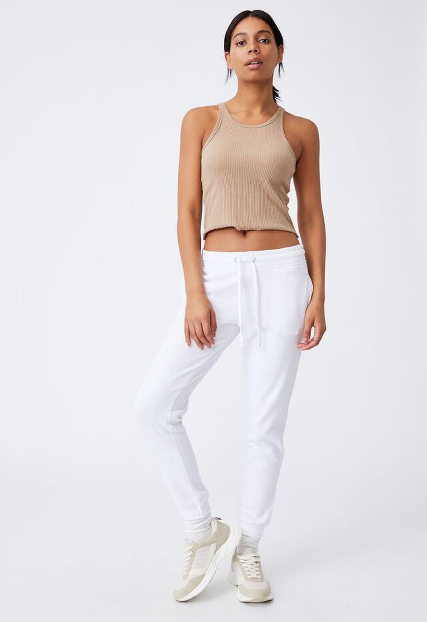 Cotton On - Slim fit trackpant - white