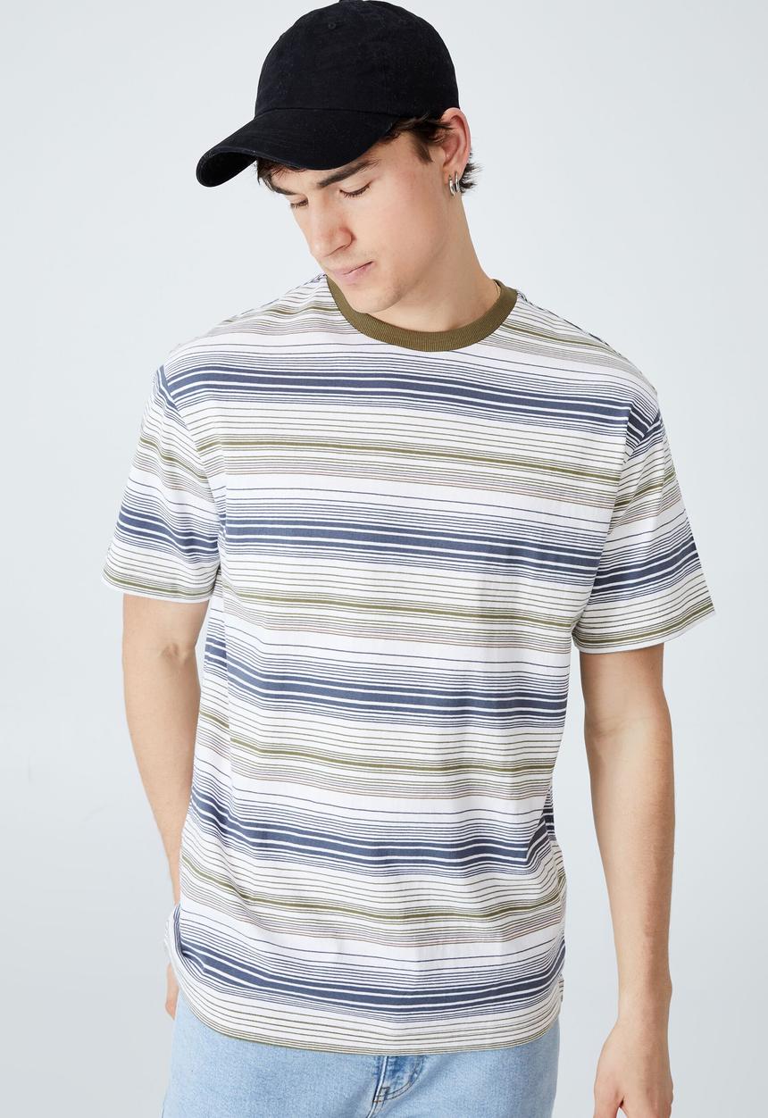 Cotton On - Loose fit t-shirt - denim oversized 70s stripe
