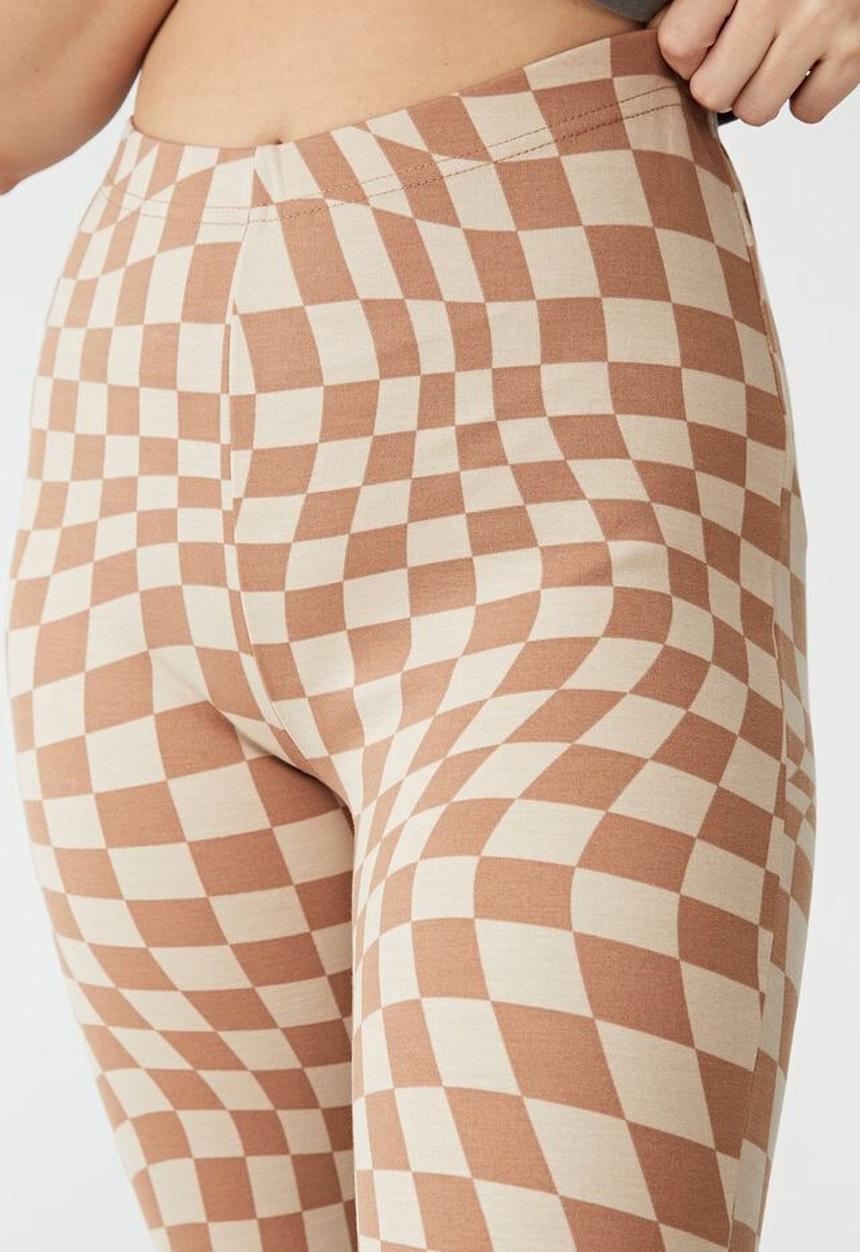 Cotton On - Pull on flare pant - chiara checkerboard bronze
