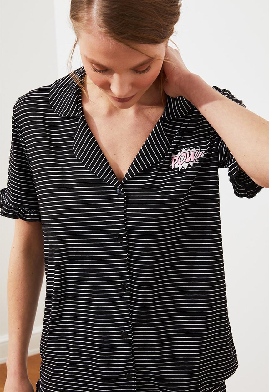 Trendyol - Striped knitted pajamas set - anthracite