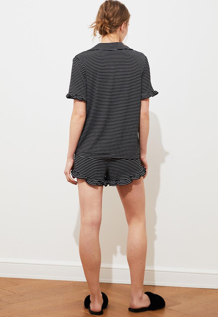 Trendyol - Striped knitted pajamas set - anthracite
