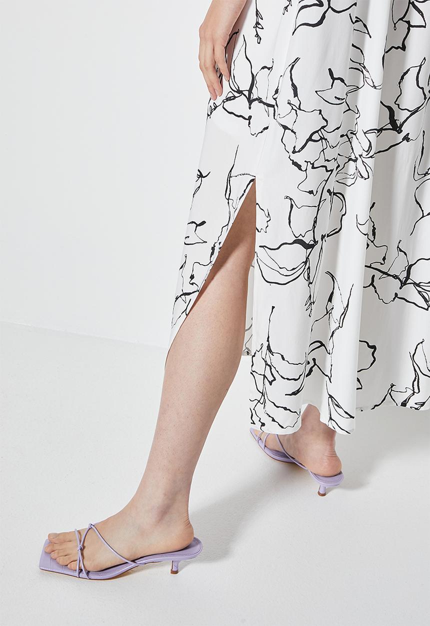 VELVET - Button through kaftan midi dress - ivory/black print
