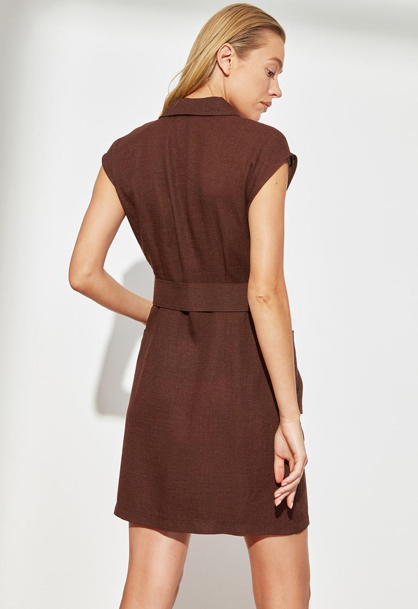 Trendyol - Belted vest dress - brown