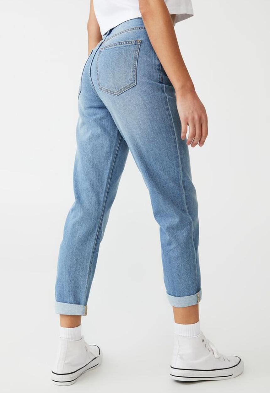 Cotton On - Petite stretch mom jean - lagoon blue