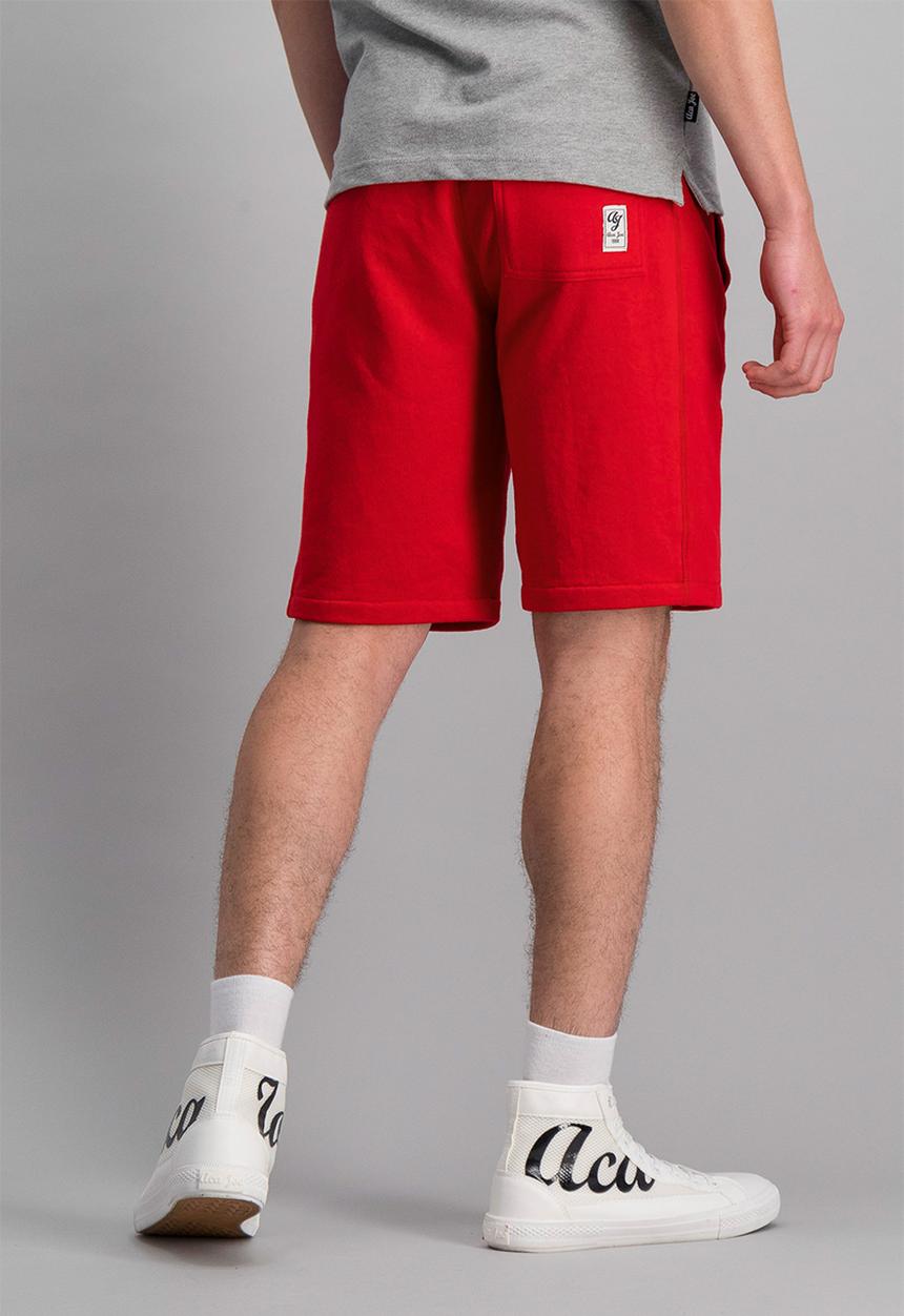 Aca Joe - Unbrushed fleece elasticated shorts - red