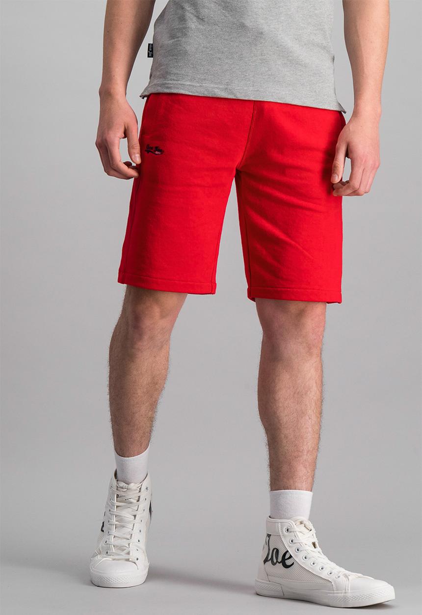 Aca Joe - Unbrushed fleece elasticated shorts - red