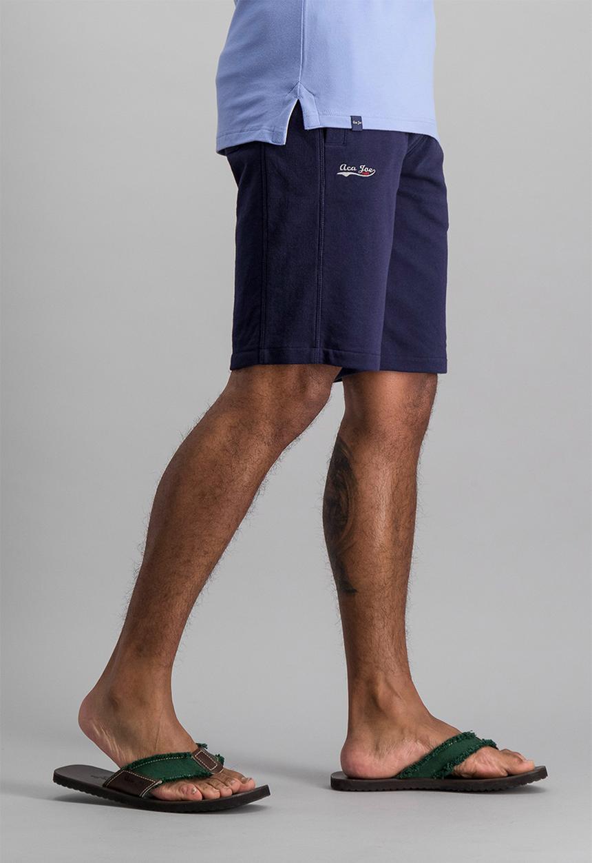 Aca Joe - Unbrushed fleece elasticated shorts - navy