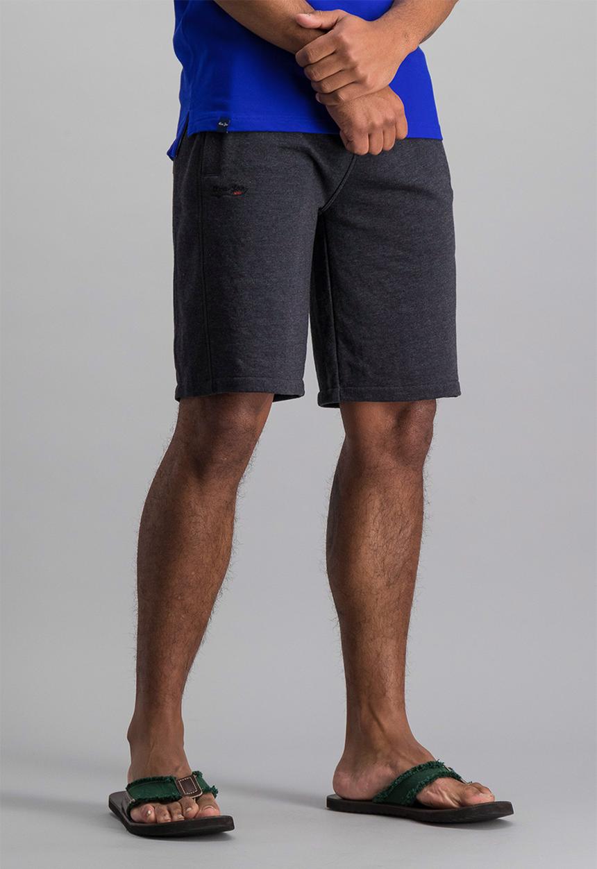 Aca Joe - Unbrushed fleece elasticated shorts - charcoal