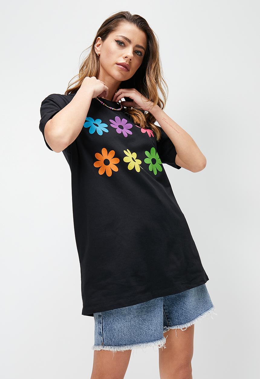 Blake - Graphic oversized tee - black