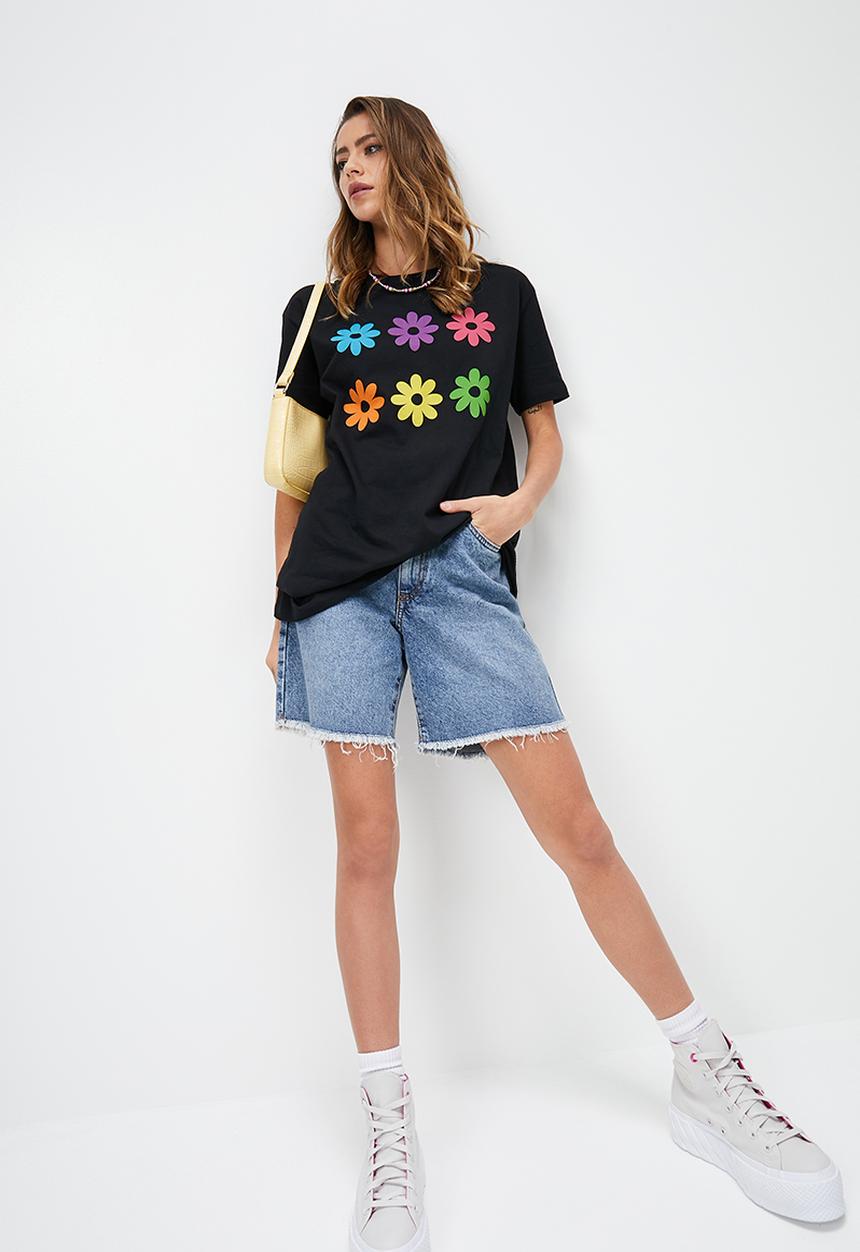 Blake - Graphic oversized tee - black