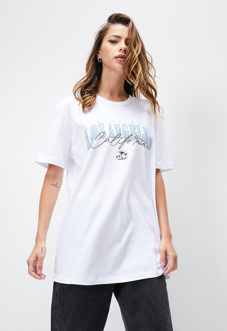 Blake - Oversized tee with print - white 