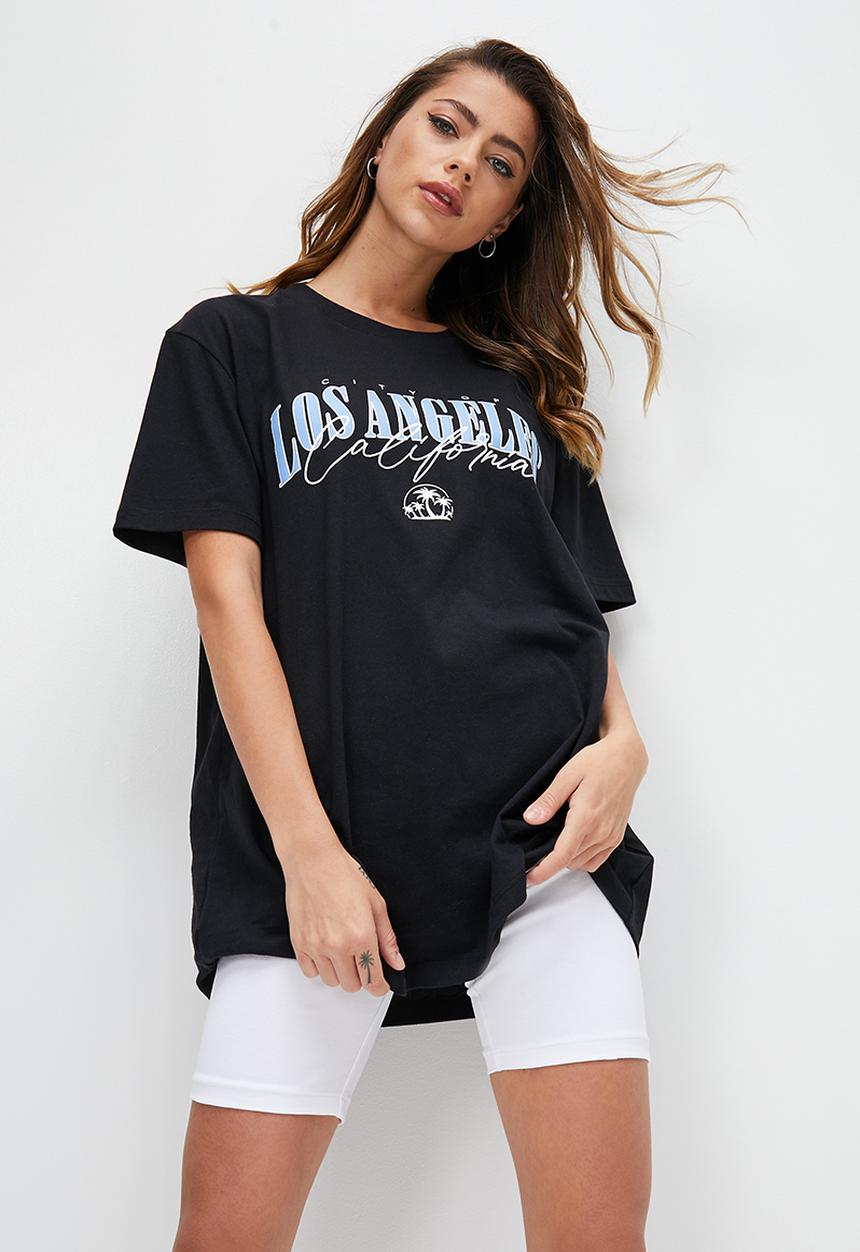 Blake - Oversized tee with print - black 