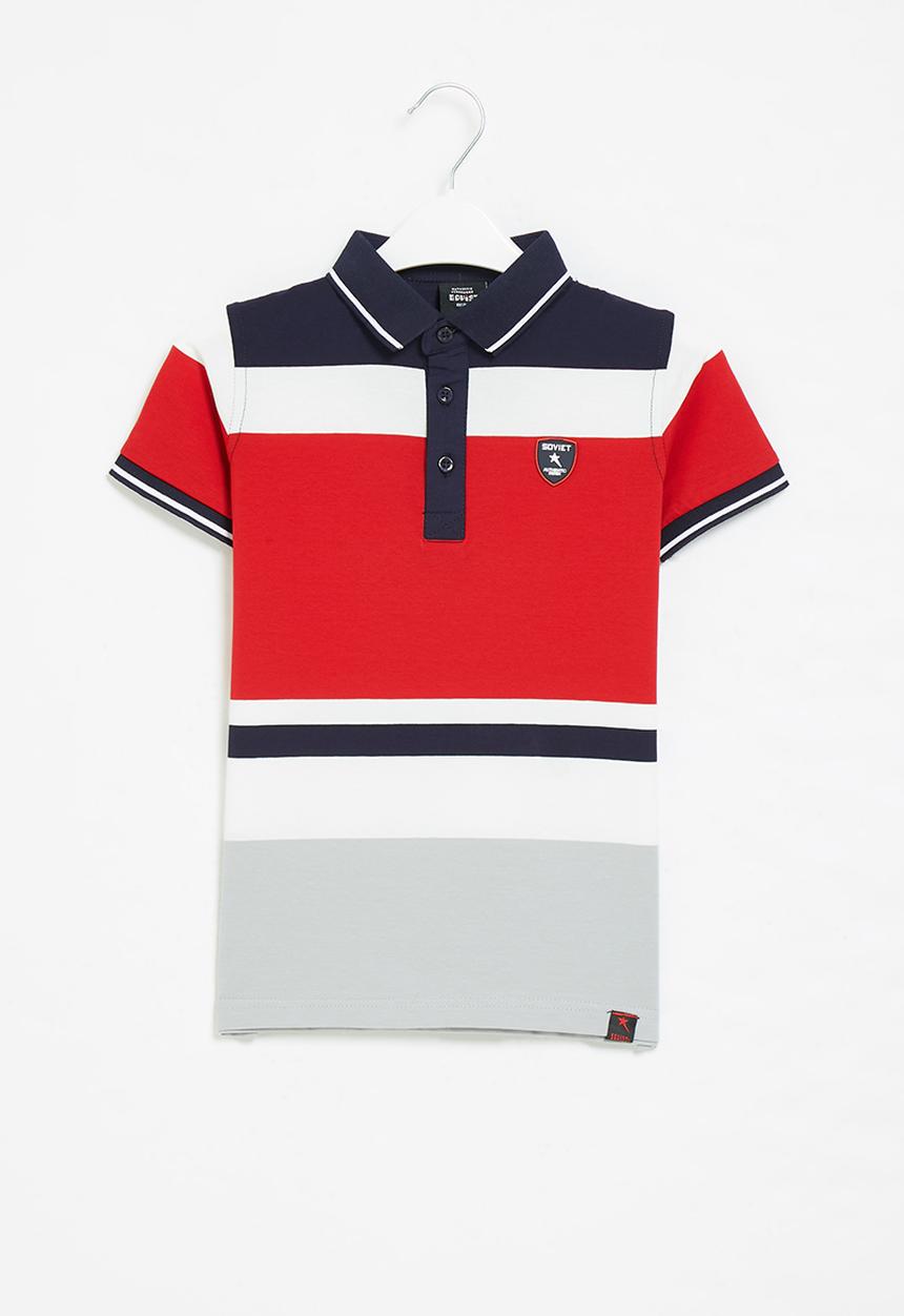 SOVIET - B romano y/dye stripe golfer - navy