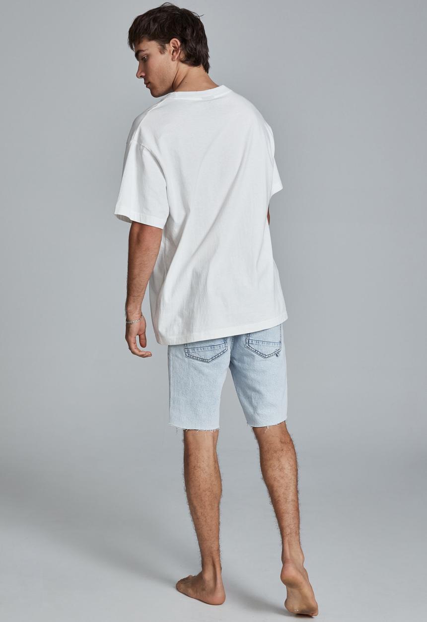 Cotton On - Straight short - stone blue rip repair