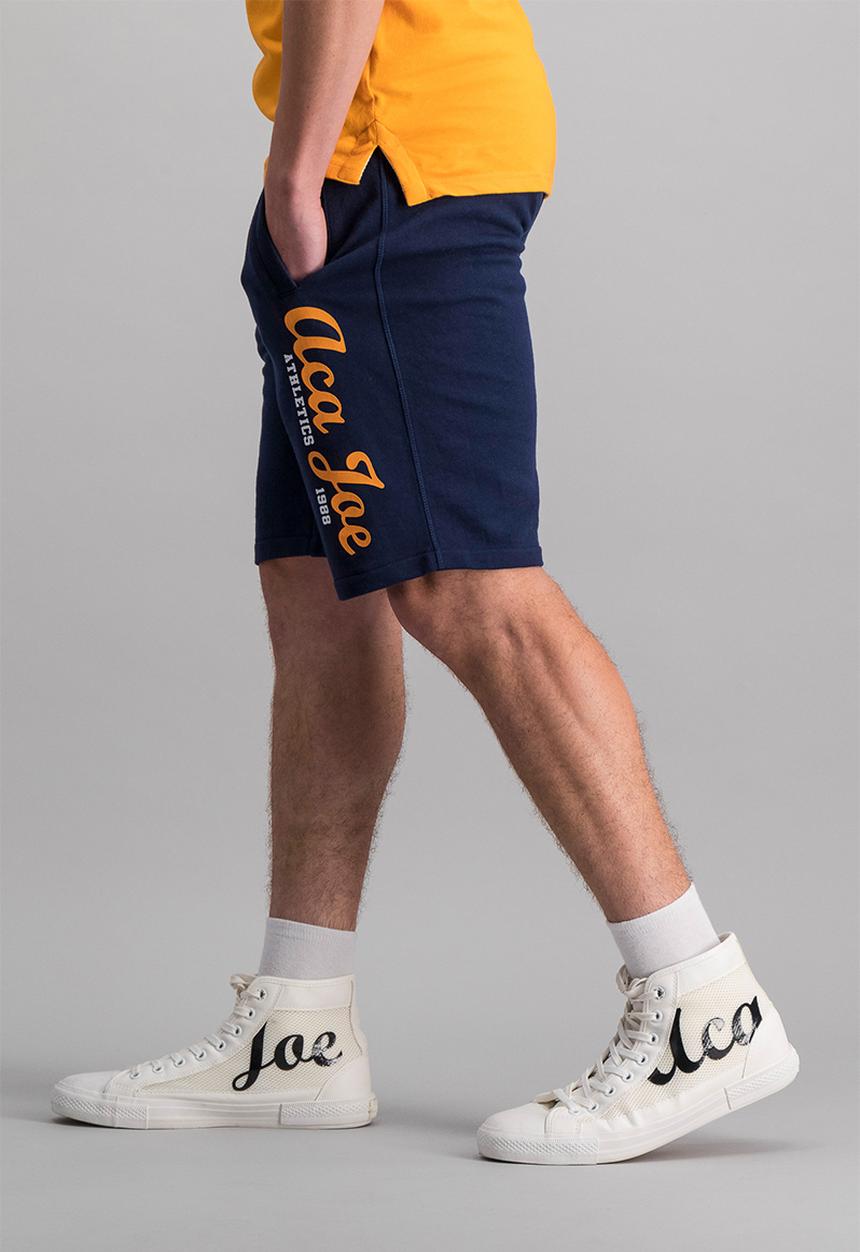 Aca Joe - Logo high square fleece shorts - navy