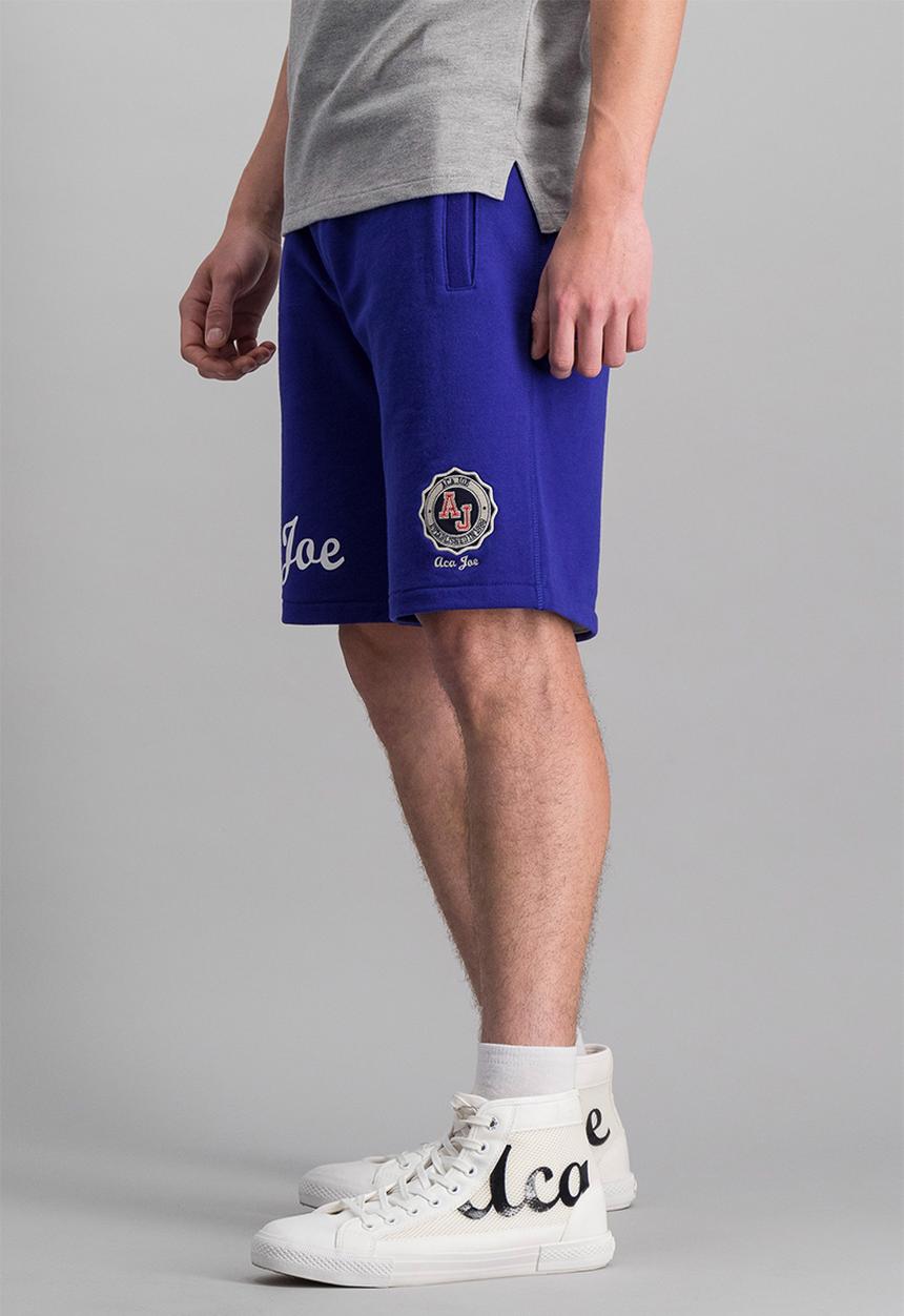 Aca Joe - Aca joe badge fleece elasticated shorts - blue