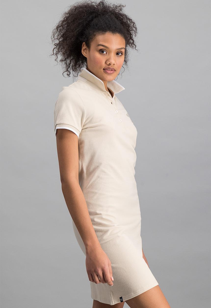 Aca Joe - Ladies aca joe chest emb & tipped collar dress - cream