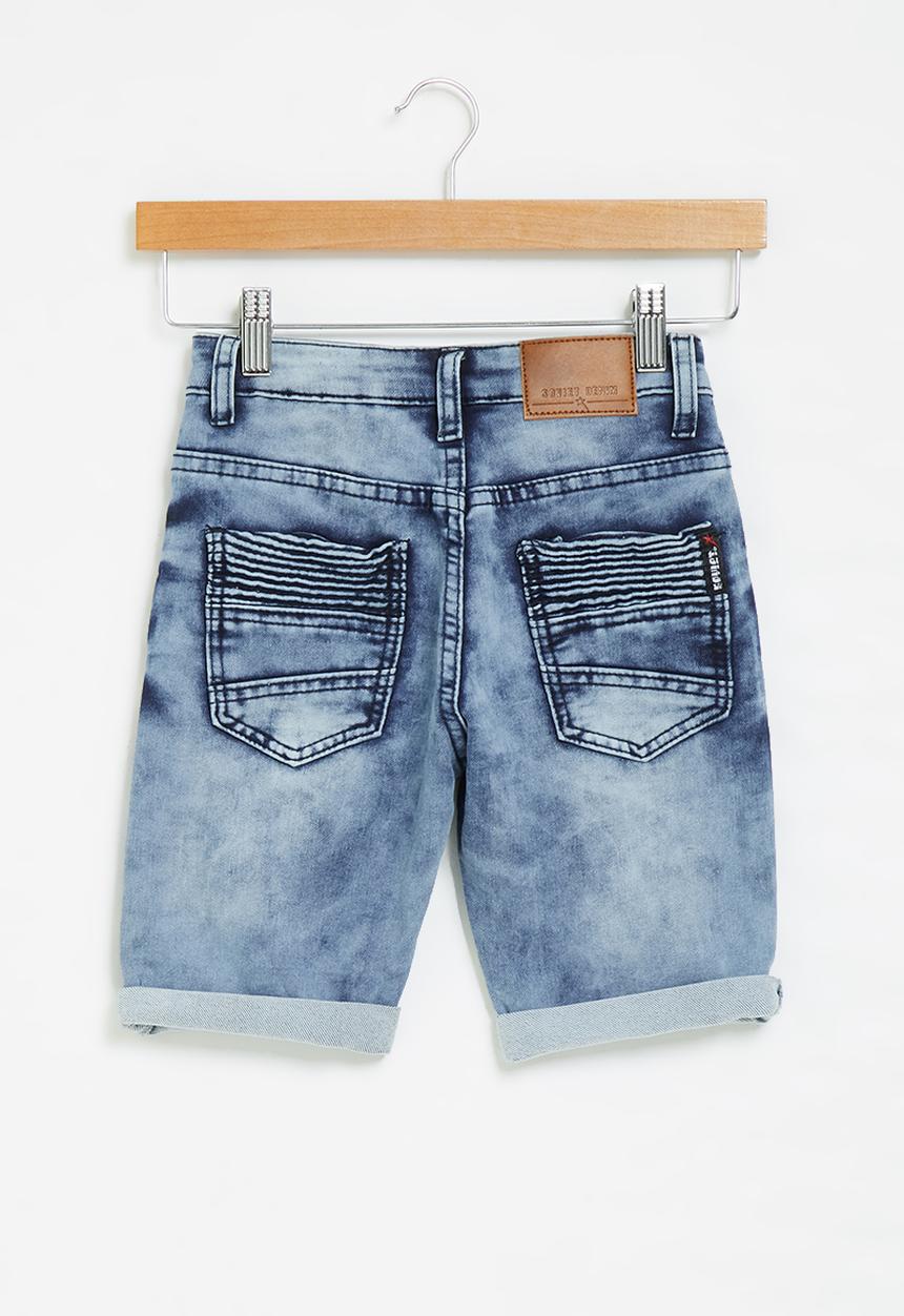 SOVIET - B pogba boys denim short - bleach wash