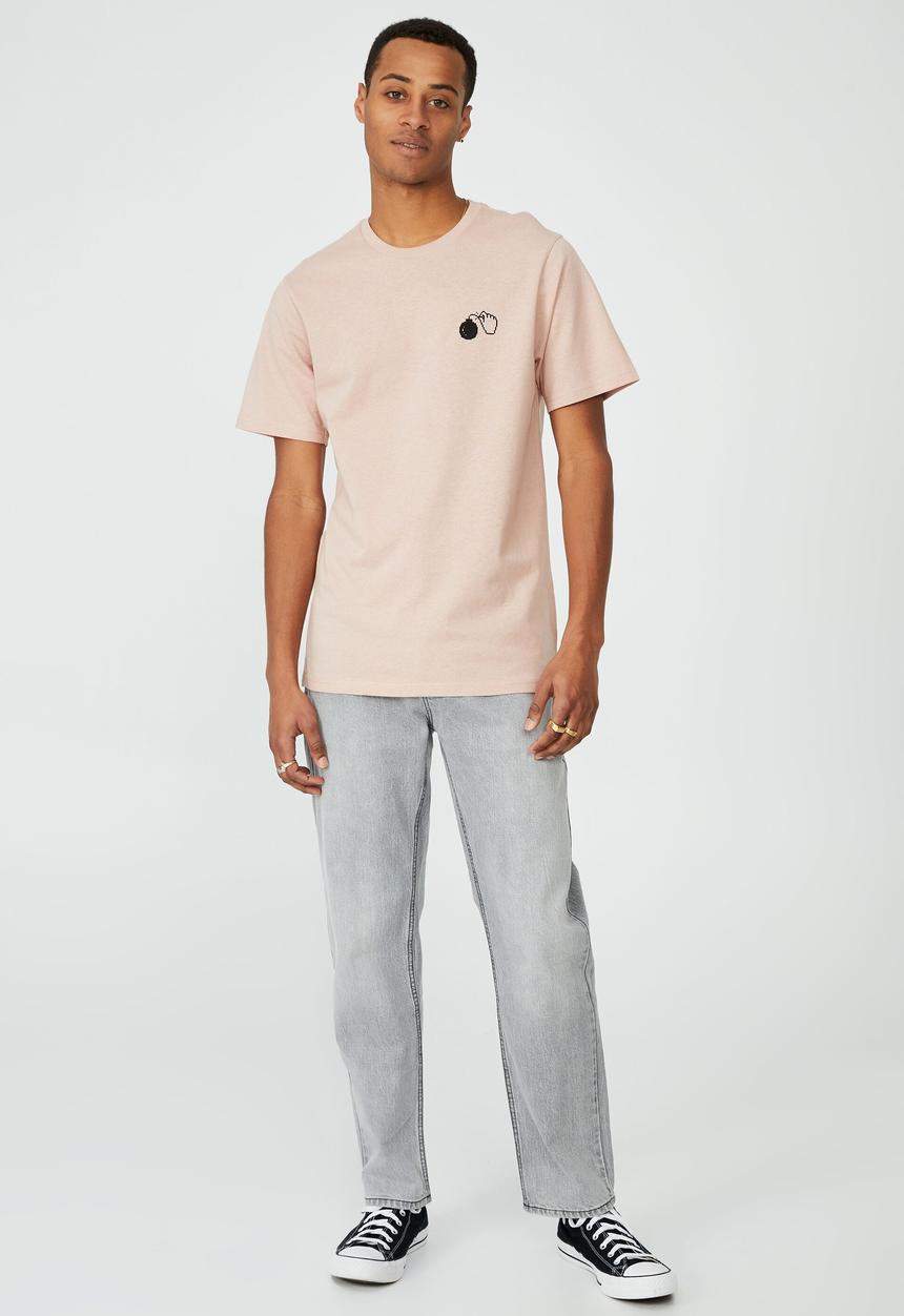 Cotton On - Tbar art t-shirt - dirty pink/ticking time bomb