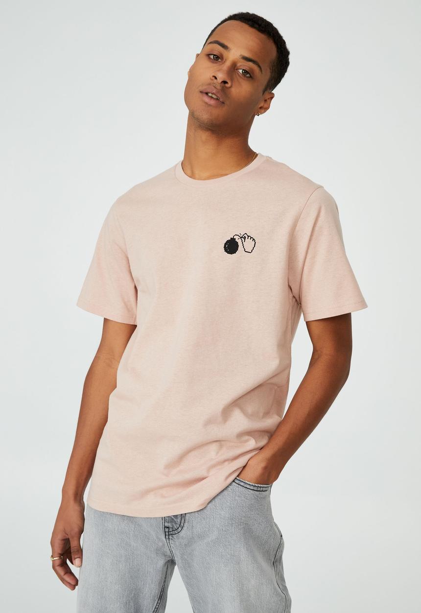 Cotton On - Tbar art t-shirt - dirty pink/ticking time bomb