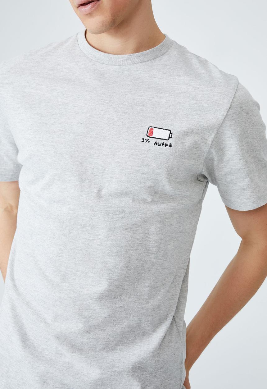 Cotton On - Tbar art t-shirt - light grey marle